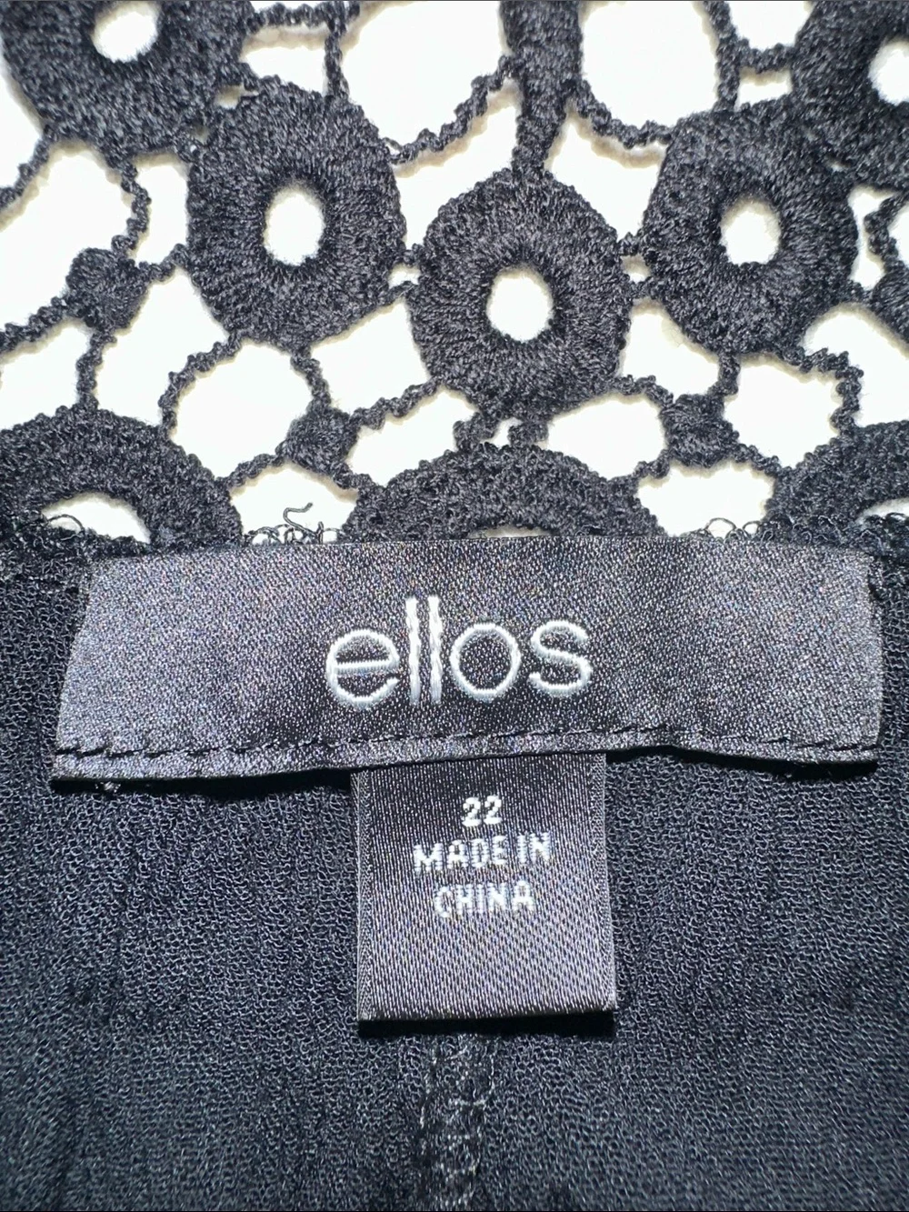 Ellos -  Black Crochet-Trim Swim Coverup,Size:22